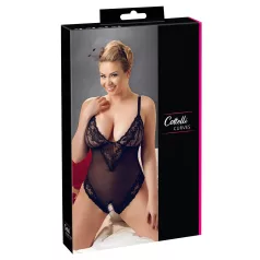   Cottelli Plus Size - дамско боди с дантела - черно - XXXL