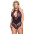 Cottelli Plus Size - цветно боди (черно-лилаво) - 3XL