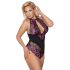 Cottelli Plus Size - цветно боди (черно-лилаво) - 3XL