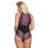 Cottelli Plus Size - цветно боди (черно-лилаво) - 3XL