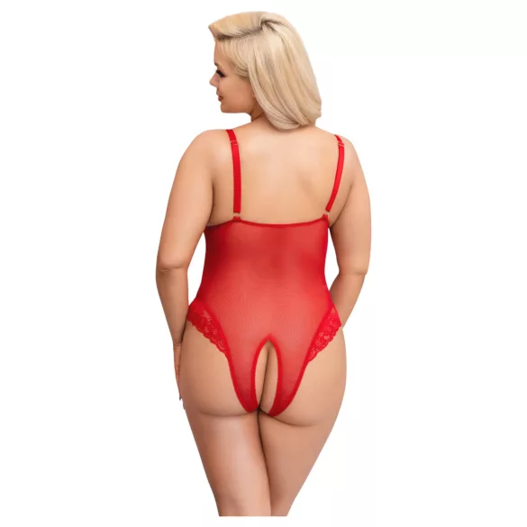 Cottelli Curves - боди от прозрачна дантела - червено