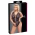 Cottelli Curves Plus Size - прозрачно дантелено боди (черно)