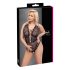 Cottelli Curves Plus Size - прозрачно дантелено боди (черно)