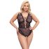 Cottelli Curves Plus Size - прозрачно дантелено боди (черно)