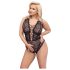 Cottelli Curves Plus Size - прозрачно дантелено боди (черно)