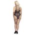 Cottelli Curves Plus Size - прозрачно дантелено боди (черно)