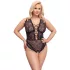 Cottelli Curves Plus Size - дамско боди с прозрачен десен - черно - 90D/XL