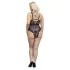 Cottelli Curves Plus Size - дамско боди с прозрачен десен - черно - 90D/XL
