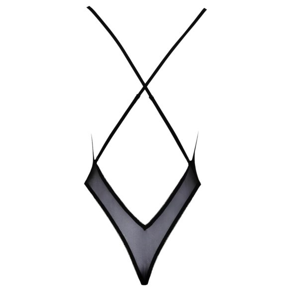 Целуващо се - черно боди с розова бродерия - L/XL