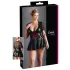 Cottelli Plus Size - лъскава рокля с червен корсет - черна