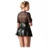 Cottelli Plus Size - лъскава рокля с червен корсет - черна - XXXL