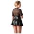Cottelli Plus Size - Лъскава рокля с червен корсет (черна) - XXXXL
