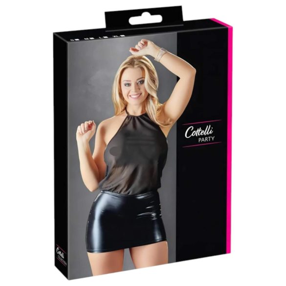 Cottelli - еротична рокля - лъскав шифон - черна - M