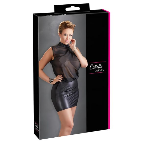 Cottelli Plus Size – блестяща шифонова рокля (черна)