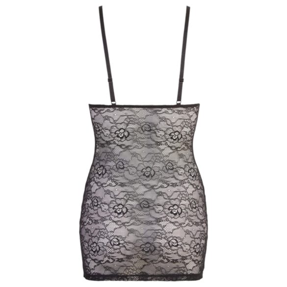 Cottelli - секси дантелена рокля с лъскави райета - черна