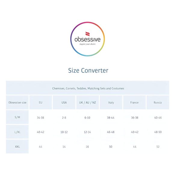 Obsessive - дантелена нощница и прашки - червен - 2XL