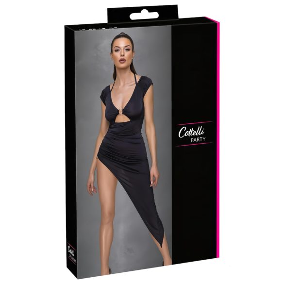 Cottelli Party - секси асиметрична рокля с пръстен - черна