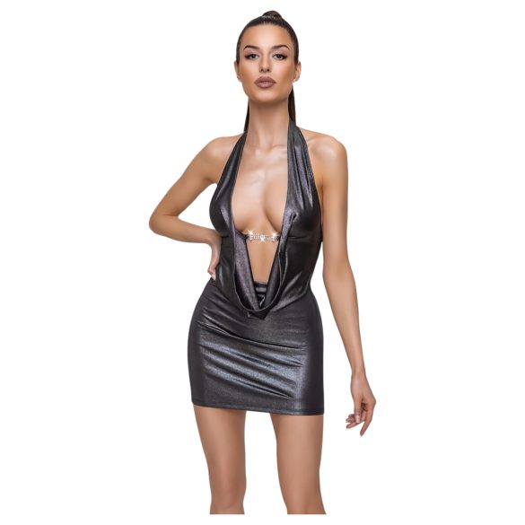 Cottelli Party - рокля с презрамки на врата - сребриста - M