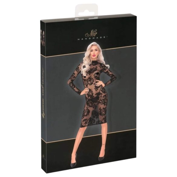 Noir - розова, дълга рокля с дълги ръкави (черна)