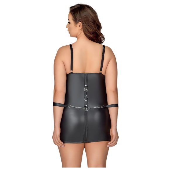 Cottelli Plus Size - комплект рокля с белезници - черен