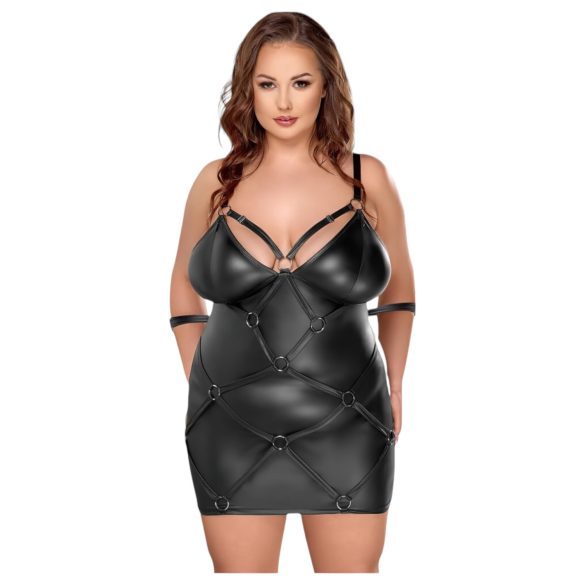 Cottelli Plus Size - рокля с белезници (черна) - 2XL