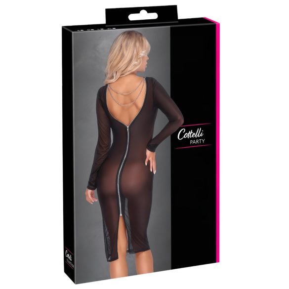 Cottelli Party - прозрачна рокля с цип - черна - L