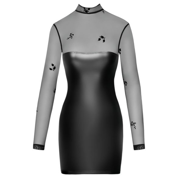 Noir - секси прозрачна лъскава рокля - черна - L