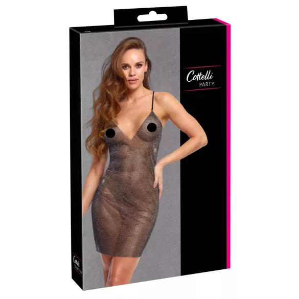 Cottelli Party - секси минирокля с ефект на верижки (черна) - S/M