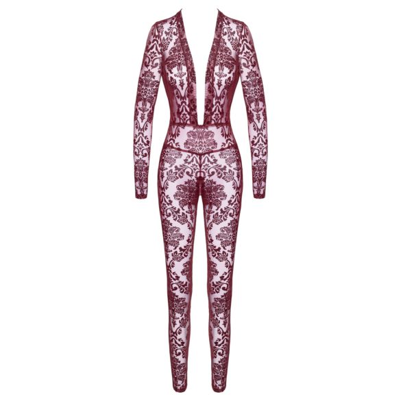 Noir Kink Royal - прозрачен боди чорап (червен)