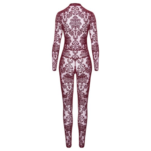 Noir Kink Royal - прозрачен боди чорап (червен)