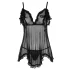 Cottelli - дамски секси бебидол - прозрачна с волани - черна - M