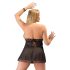 Cottelli Plus Size - ефирен дантелен бейби дол (черен) - 3XL