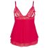 Cottelli Plus Size - дантелен, леко бебедол (червен) - 2XL