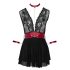Cottelli Bondage - дантелена babydoll черен с яка - XL