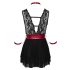 Cottelli Bondage - дантелена babydoll черен с яка - XL