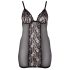 Cottelli Plus Size - дантелена прозрачна нощница (черна) - 2XL