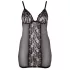 Cottelli Plus Size - нощница с дантела - прозрачна - черна - 2XL