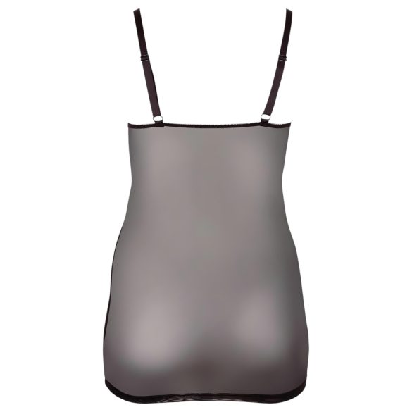 Cottelli Plus Size - дантелена прозрачна нощница (черна) - 3XL