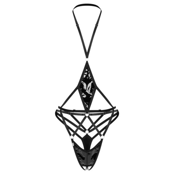 Obsessive Keira Lise - отворено боди с презрамки - черно - L/XL