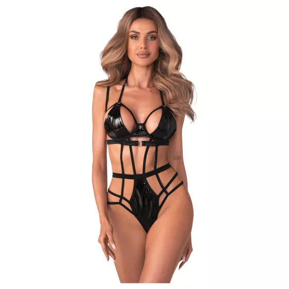 Obsessive - дантелено боди с презрамки - черно - L/XL