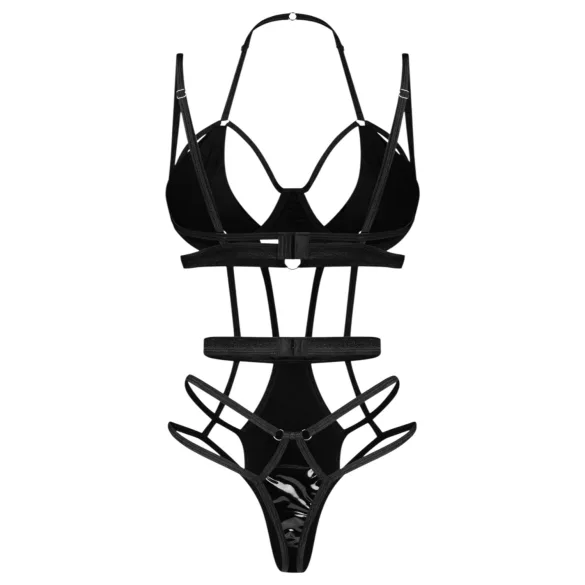 Obsessive - дантелено боди с презрамки - черно - L/XL