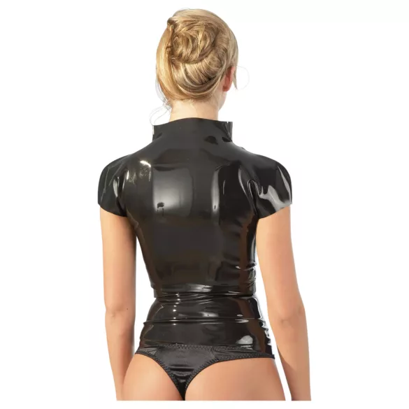 LATEX - дамска блуза с цип и къс ръкав - черна - L