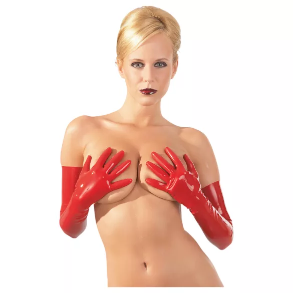 LATEX - дълги унисекс ръкавици - червени - латекс - L