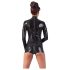 LATEX - отворен, дългоръкав кратък гащеризон (черен)