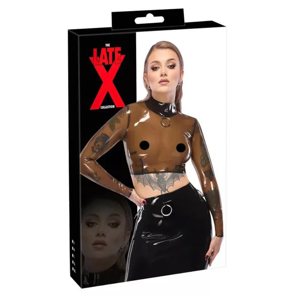 LATEX - дамски латексов топ - прозрачен - черен - M