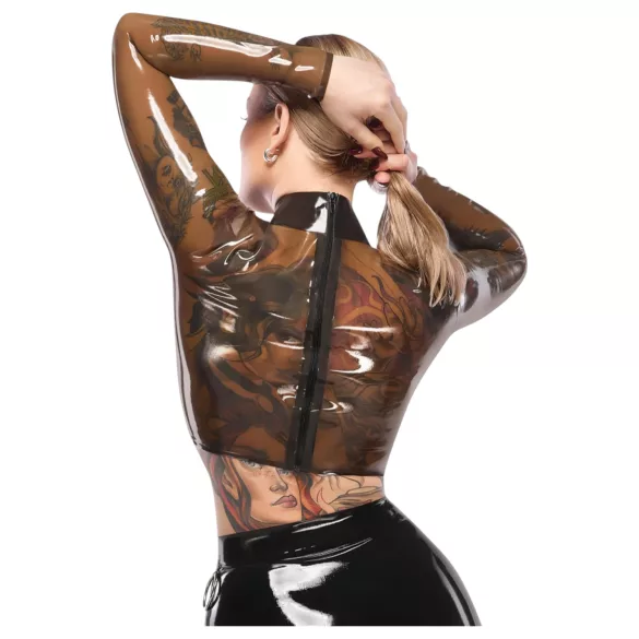 LATEX - дамски латексов топ - прозрачен - черен - L