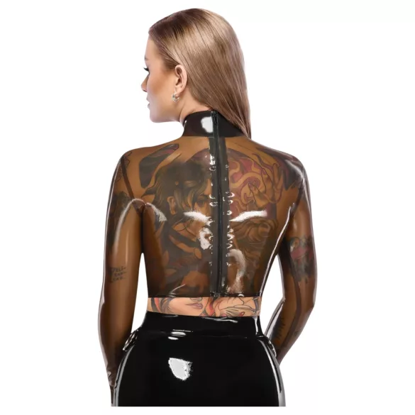 LATEX - дамски латексов топ - прозрачен - черен - L
