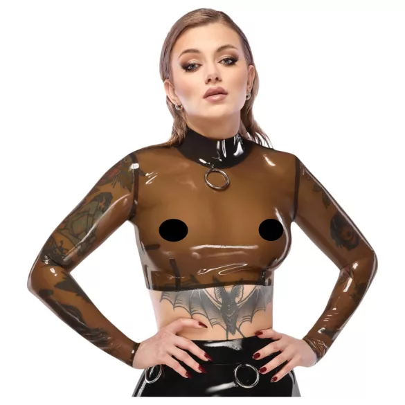 LATEX - дамски латексов топ - прозрачен - черен - L