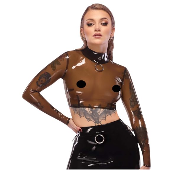 ЛАТЕКС - прозрачен латекс горнище (прозрачно-черно) - S-L - 2XL