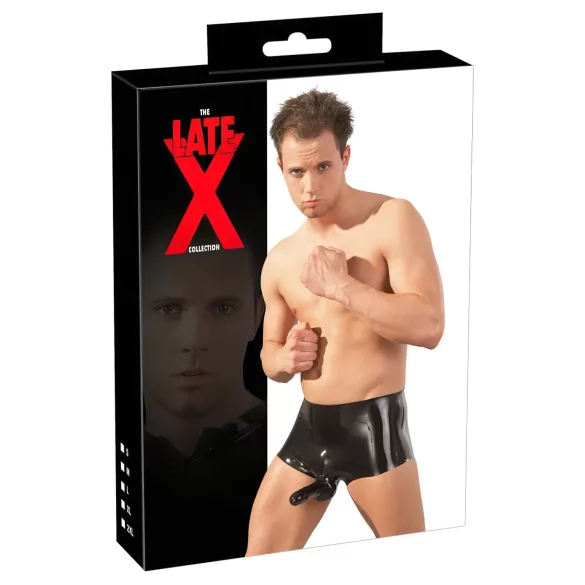 Latex - боксерки с пенис ръкав - черен - L/XL
